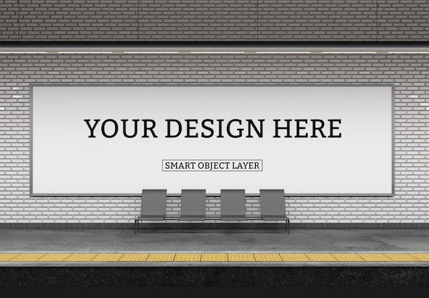 Weergave van een Subway Billboard Mockup