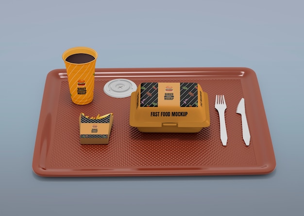 Weergave van mock-upontwerp voor fastfoodverpakkingen