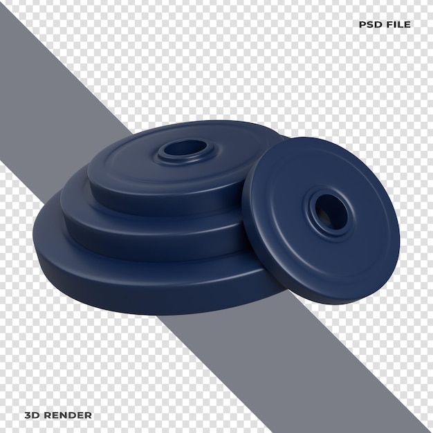 PSD weight plate 3d illustration rendered on transparent background