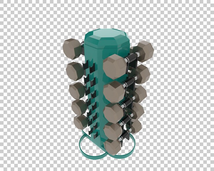 PSD weight tree with dumbbells on transparent background 3d rendering illustration