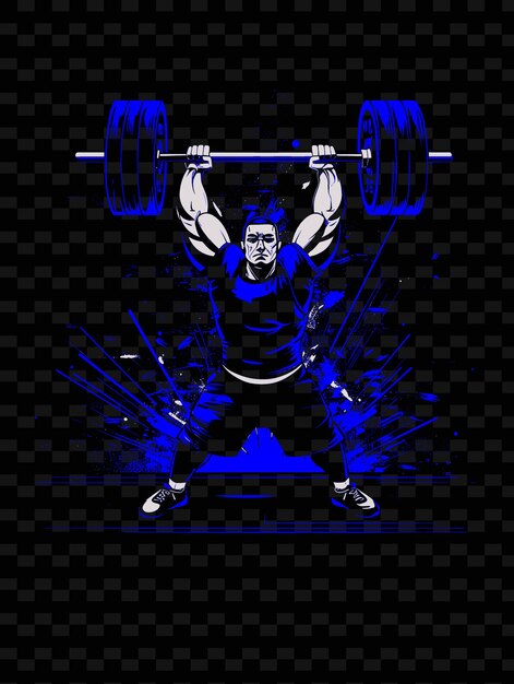 PSD weightlifter lifting barbell with powerful pose with strain illustration flat 2d sport backgrounde