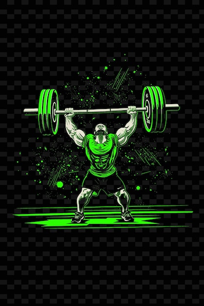 PSD weightlifter lifting a barbell with strength with a triumph illustration flat 2d sport backgrounda