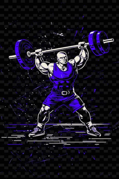 PSD weightlifter lifting a barbell with strength with a triumph illustration flat 2d sport backgrounda