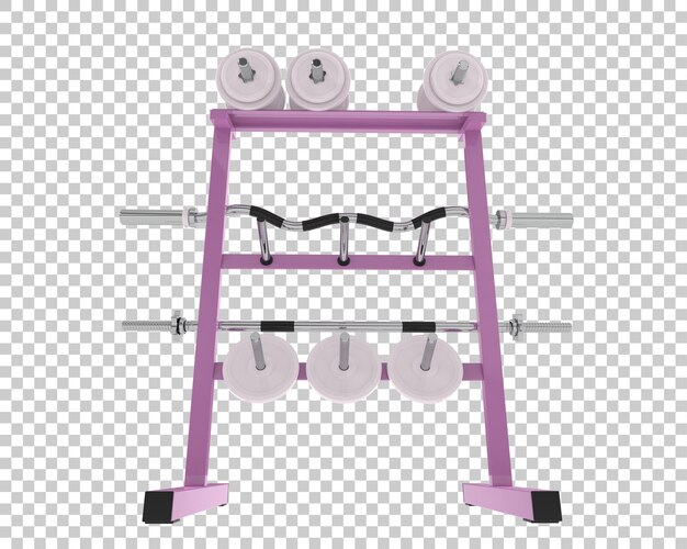 PSD 透明な背景の3dレンダリングイラストのラック上の重み