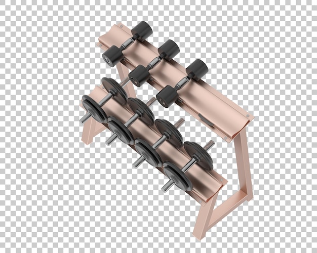 PSD weights on rack on transparent background 3d rendering illustration