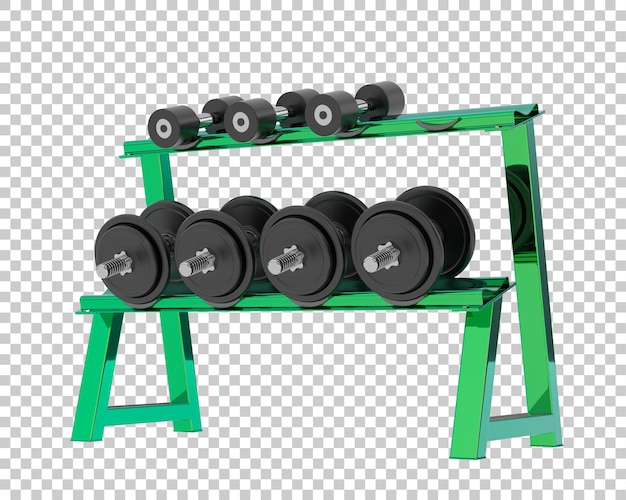 Weights on rack on transparent background 3d rendering illustration