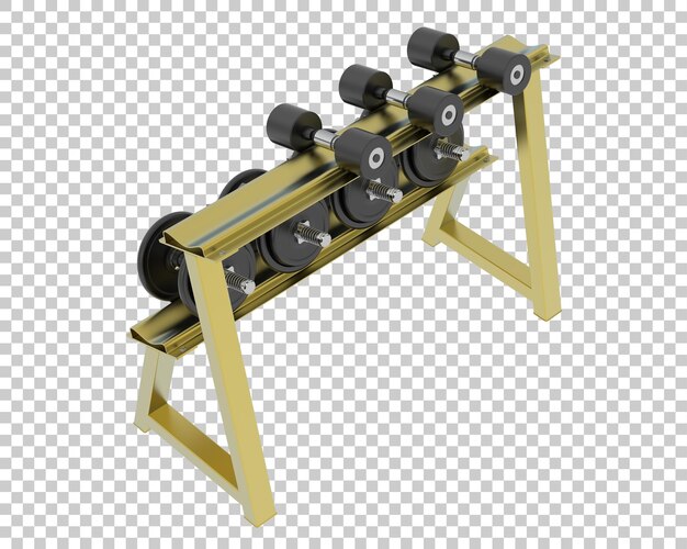 Weights on rack on transparent background 3d rendering illustration