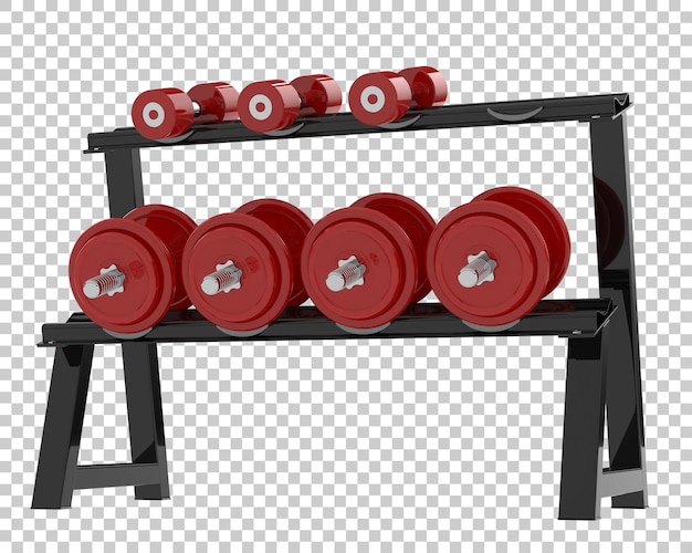 PSD weights on rack on transparent background 3d rendering illustration