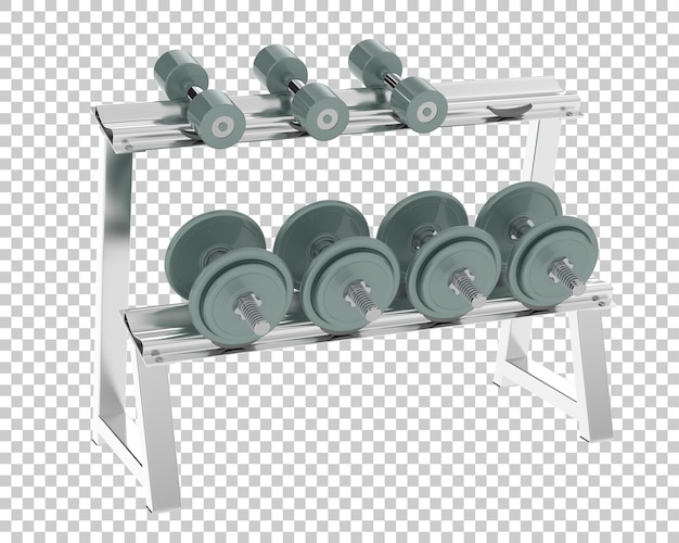 PSD weights on rack on transparent background 3d rendering illustration