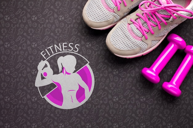 Pesi e scarpe per lezione di fitness