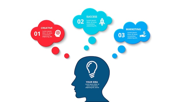 Wektor Infografika Koncepcja Z Ludzką Głową I Bąbelkami Do Prezentacji