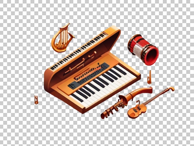 PSD wektor izometryczny ikony instrumentu muzycznego na przezroczystym tle