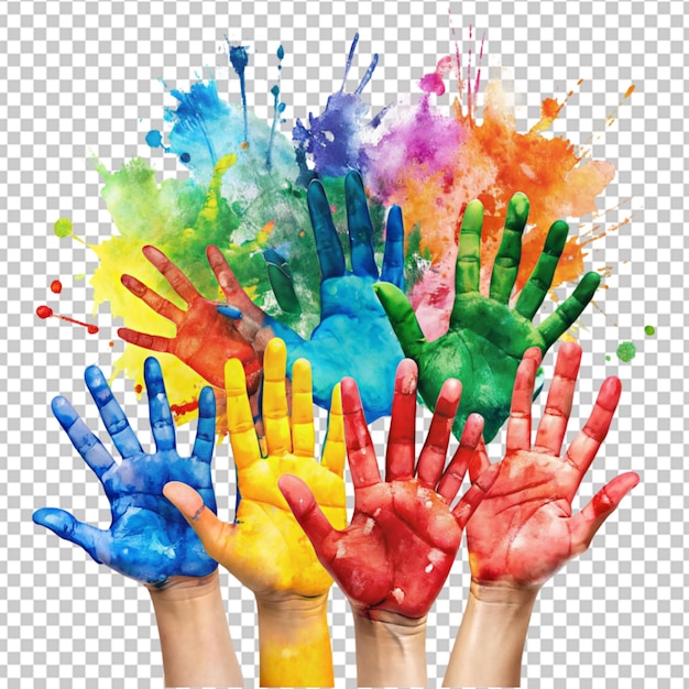 PSD wektorowe akwarele kolorowe odciski rąk