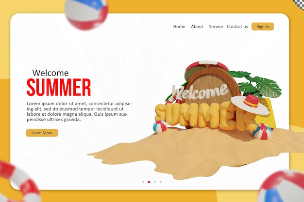 Welcom Summer Landing Page Template Design  