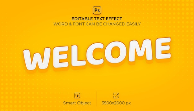 Welcome 3d editable text effect premium psd with background