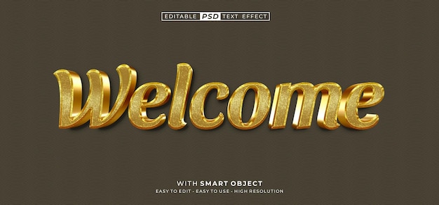 Welcome 3d gold text effect editable text style