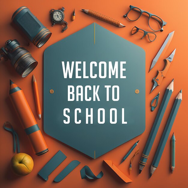 Welcome back to school colorful pencils on a table with a bag unique concept