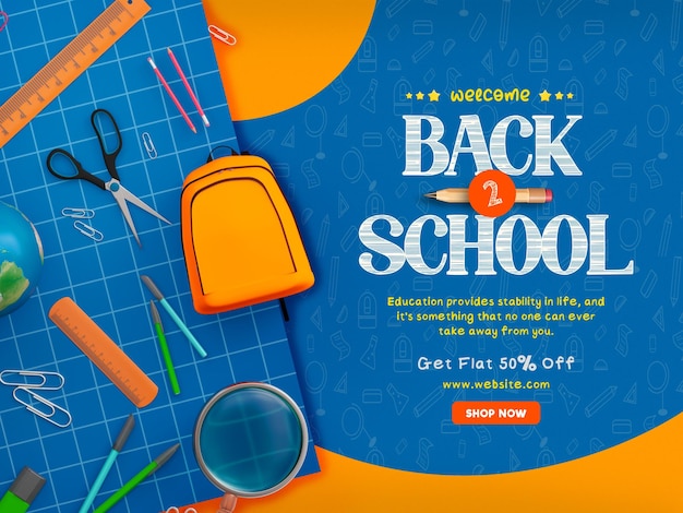 welcome back to school sale social media banner design template