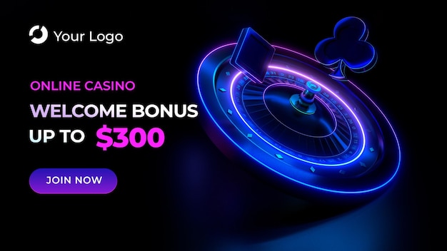 PSD welcome bonus casino roulette banner template