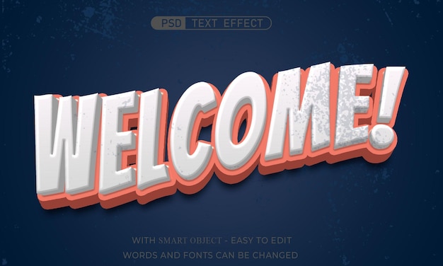 Welcome editable 3d text style effect