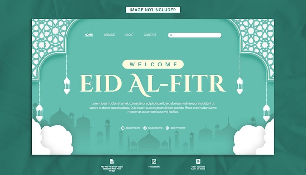 Welcome Eid AlFitr Banner Landing Page Template For Islamic Celebration