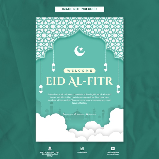 welcome eid alfitr banner poster template for islamic celebration