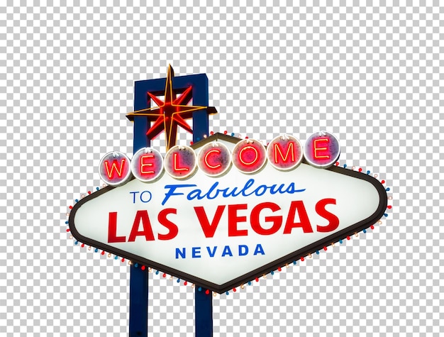 PSD welcome to fabulous las vegas nevada sign board isolated