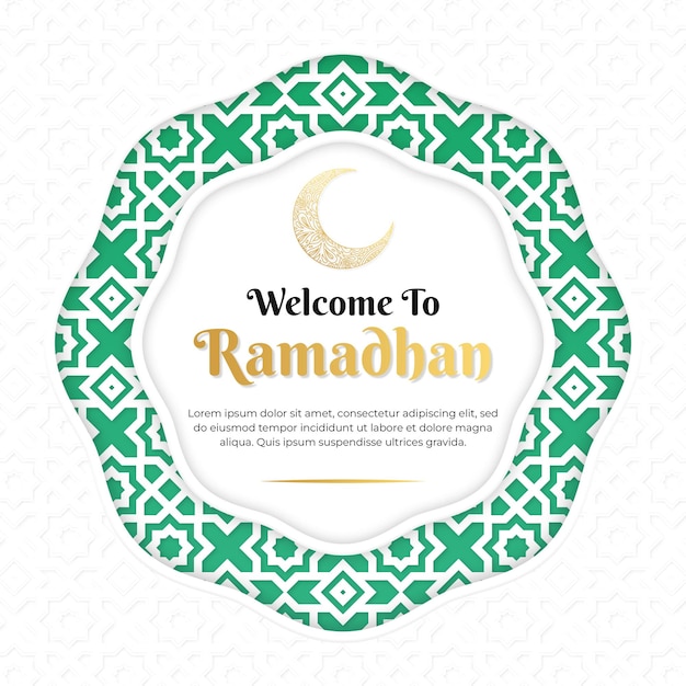 Welcome ramadhan greeting post card minimalist design template