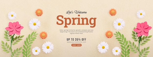 PSD welcome spring social media cover template