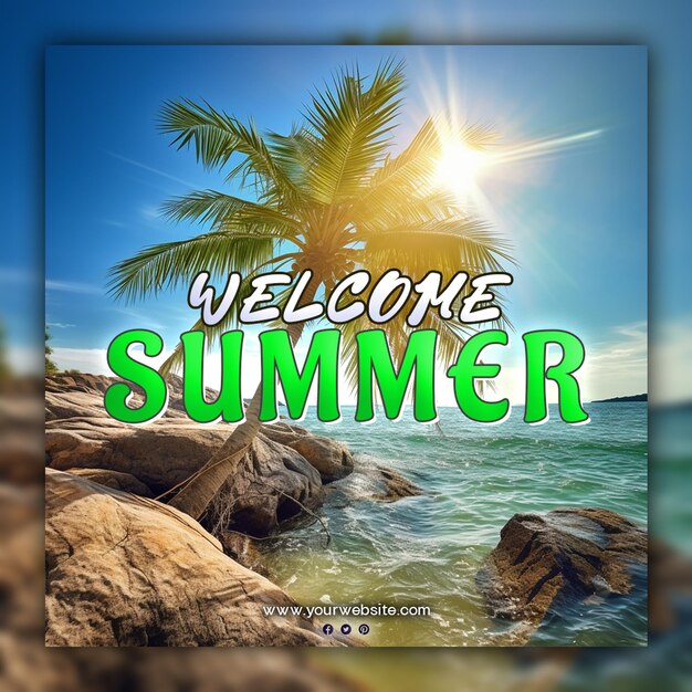 Welcome summer background for social media post