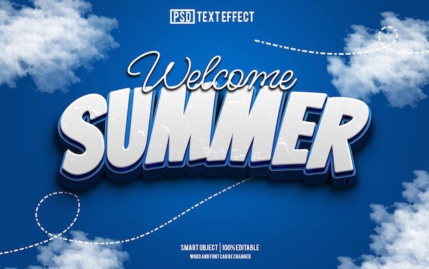 welcome summer text effect font editable typography 3d text