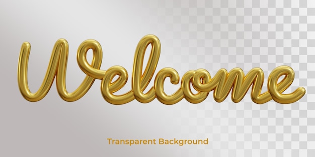 PSD welcome text one line gold isolated on white background 3d illustration