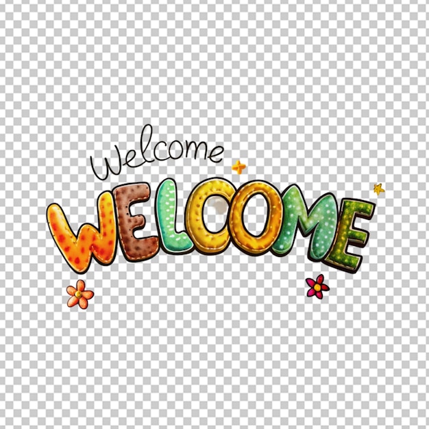 PSD welcome text on transparent