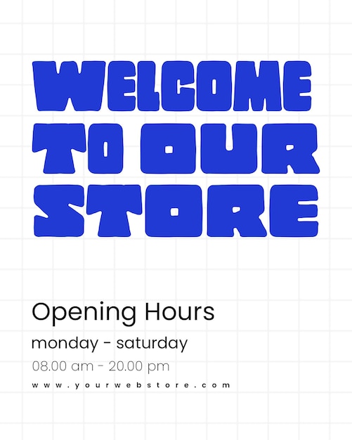 Welcome To Our Store Typography Design for Social Media and Instagram Post Template PSD