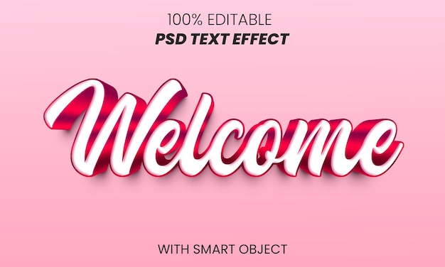 PSD welkom 3d bewerkbaar teksteffect