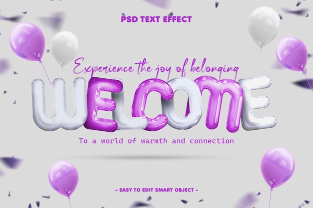 Welkom begroeting sociale media banner met bewerkbare tekst effect