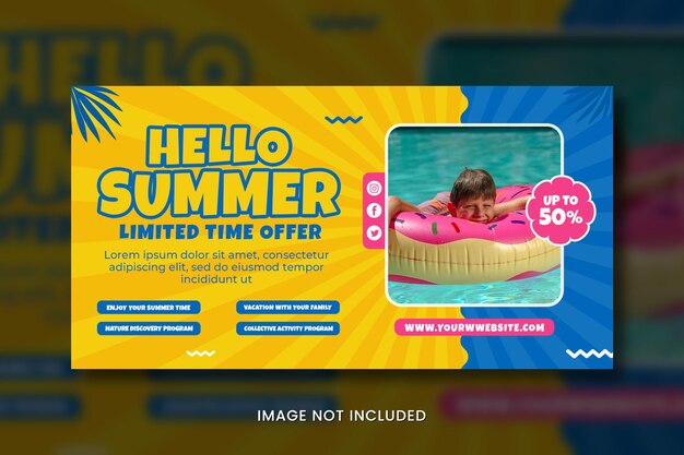 PSD welkom bij de zomerverkoop van facebook ad template.