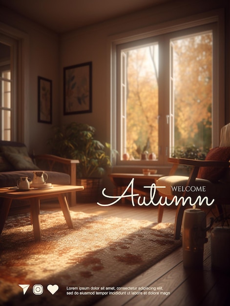 PSD welkom herfst herfst achtergrond verticale banner kaart