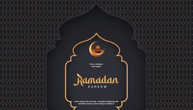 PSD welkom ramadan kareem banner ontwerp lanscape modern eenvoudig zwart gouden 17