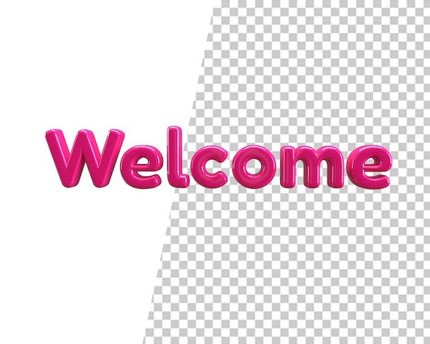 Welkom roze tekst 3d render