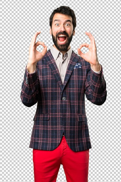 PSD well dressed man making ok sign