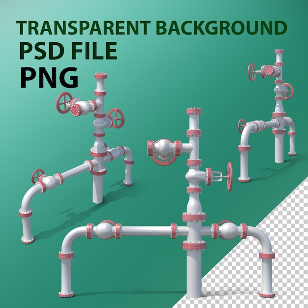 PSD wellhead pipes and valves system png