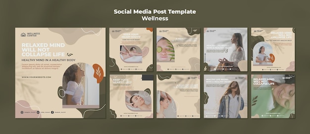 Wellness social media posts set