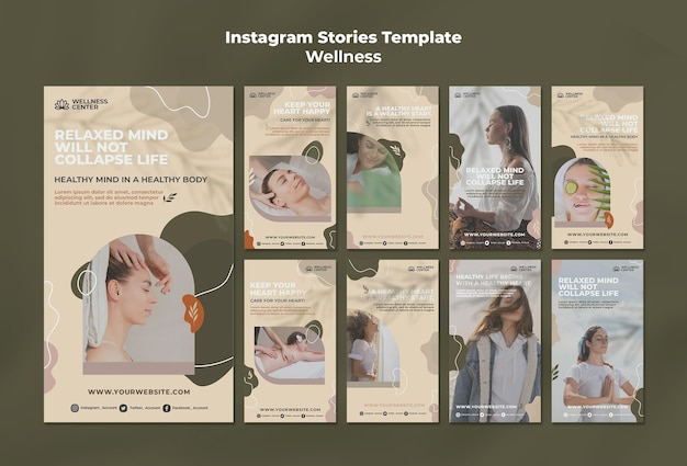 PSD wellness social media stories set