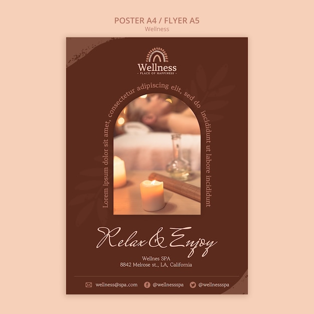 wellness vertical flyer template with boho design