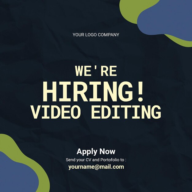 Were hiring template with multicolor bloob pattern concept for instagram post