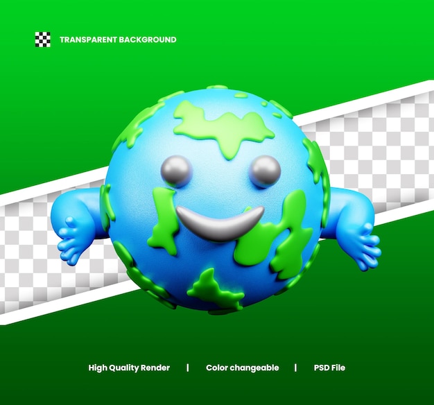 PSD wereld aarddag icon 3d illustratie of handschoen dag icon 3d render of eco aarddag app icoon 3d render