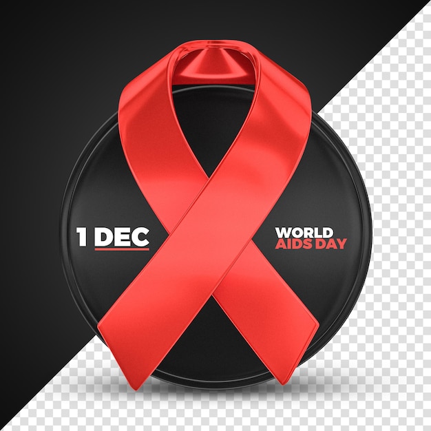 PSD wereld aids dag 3d logo rendering voor compositie met red ribbon