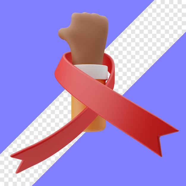 Wereld aids dag handgebaar 3d illustratie in transparante achtergrond