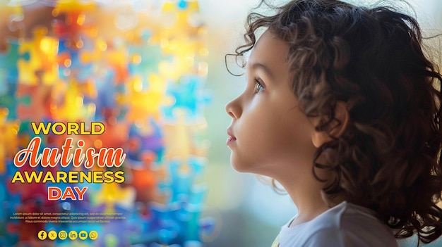 PSD wereld autisme awareness day concept met een psd achtergrond